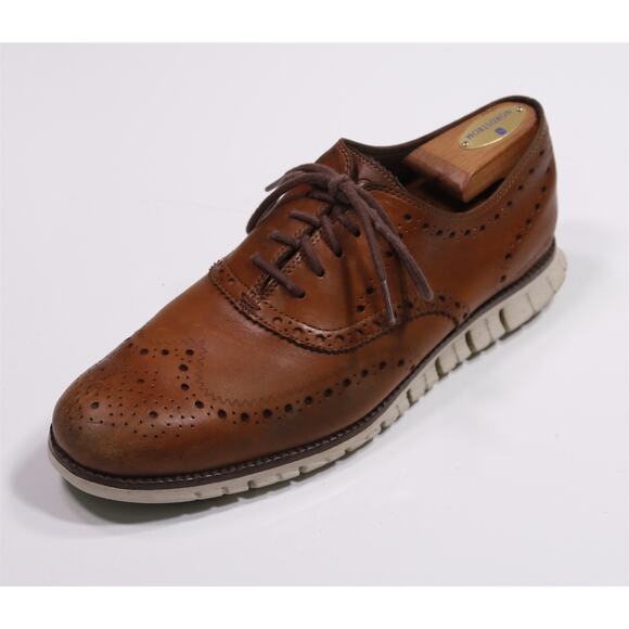 Cole Haan Mens British Tan Brown Zero Grand Wingtip Oxford Dress Shoes 9 main image 11